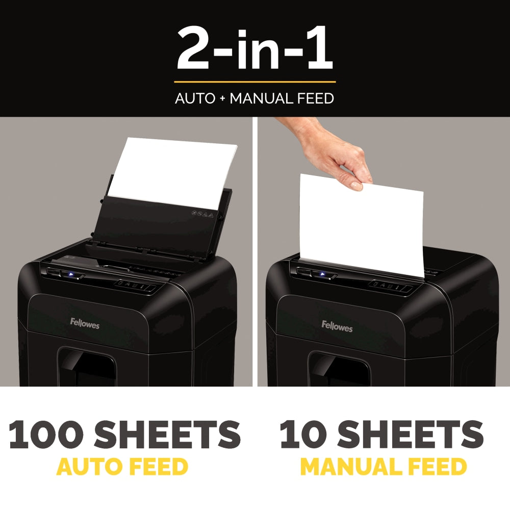 Fellowes AutoMax 100MA 100-Sheet Auto Feed Micro-Cut Shredder, Black, 4704001