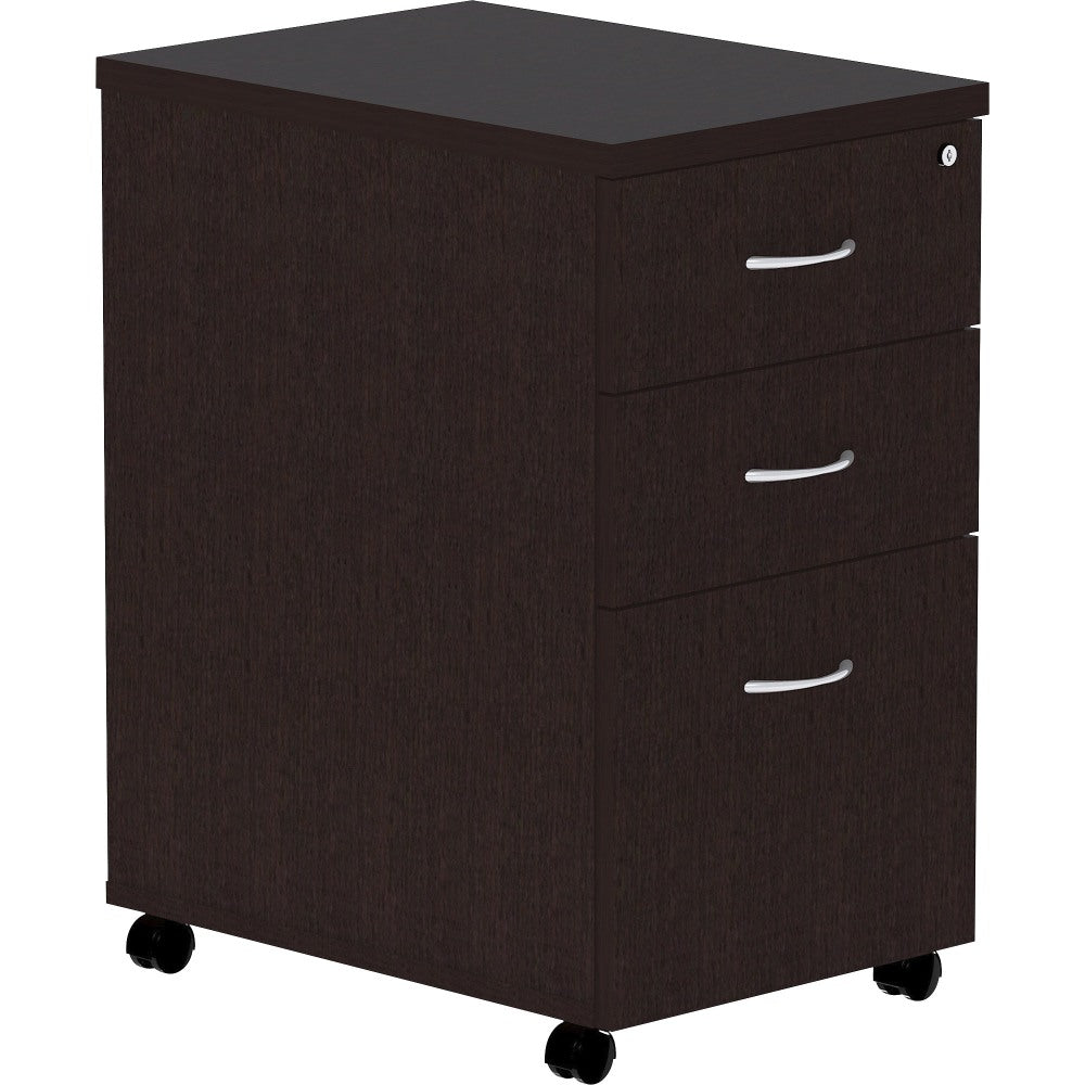 Lorell Essentials 22inD Vertical 3-Drawer Mobile Pedestal File Cabinet, Espresso