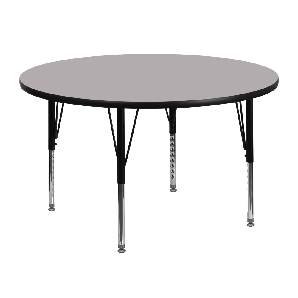 Flash Furniture Round Thermal Laminate Activity Table With Height-Adjustable Short Legs, 25-1/8inH x 48inW x 48inD, Gray