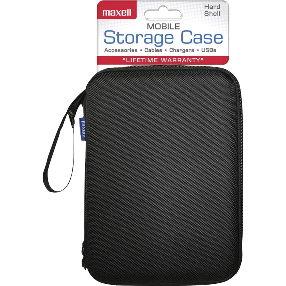 Maxell Mobile Storage Case - External Dimensions: 6.8in Length x 1.5in Width x 9.5in Height - Zipper Closure - Black - For Electronic Components, Plug, Connector, Cable - 1 Each