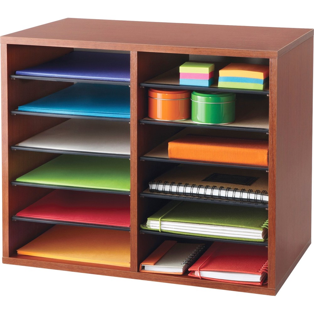 Safco Adjustable Literature Organizer, 9in x 11 1/2in x 2 3/8in, Cherry