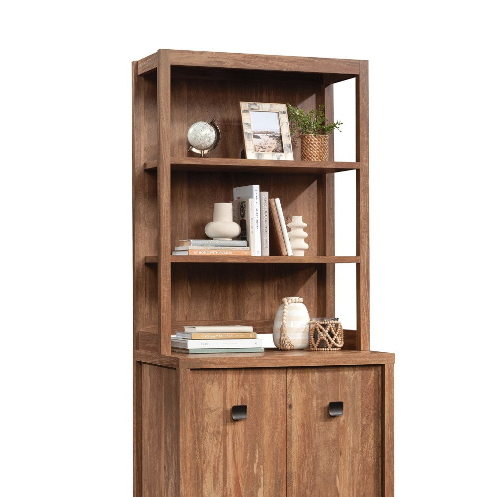 Sauder Cannery Bridge Hutch For Library Base Or Lateral File Or Small Credenza, 47-1/4inH x 31-3/4inW x 14inD, Sindoori Mango