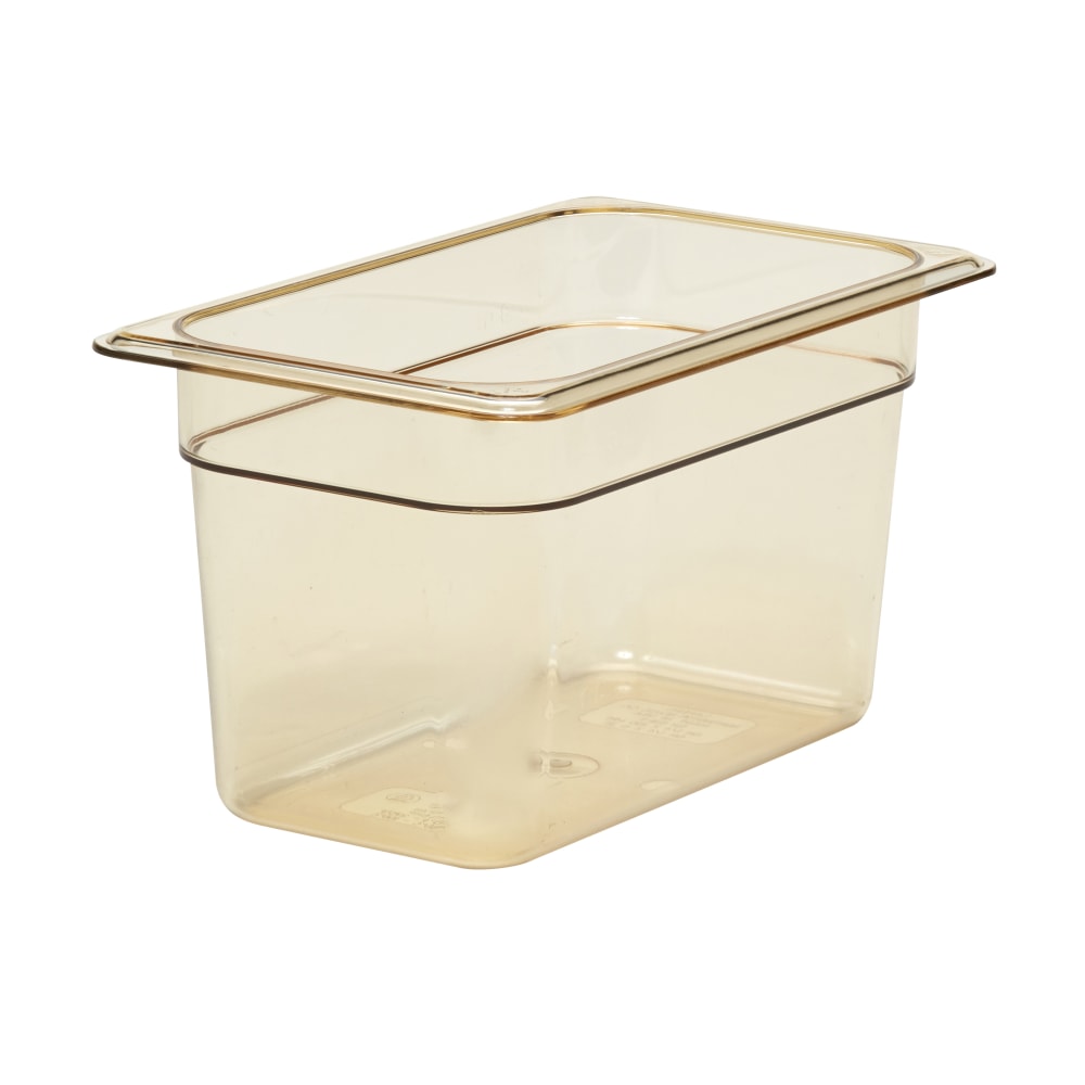 Cambro H-Pan High-Heat GN 1/4 Food Pans, 6inH x 6-3/8inW x 10-7/16inD, Amber, Pack Of 6 Pans