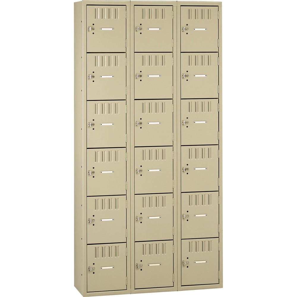 Tennsco Six-Tier Box Locker, 3-Wide, 72inH x 36inW x 18inD, Sand