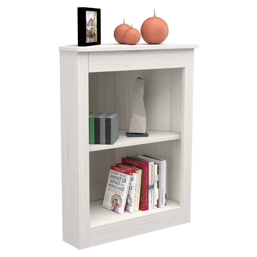 Inval America 32inH 2-Shelf Corner Bookcase, Washed Oak