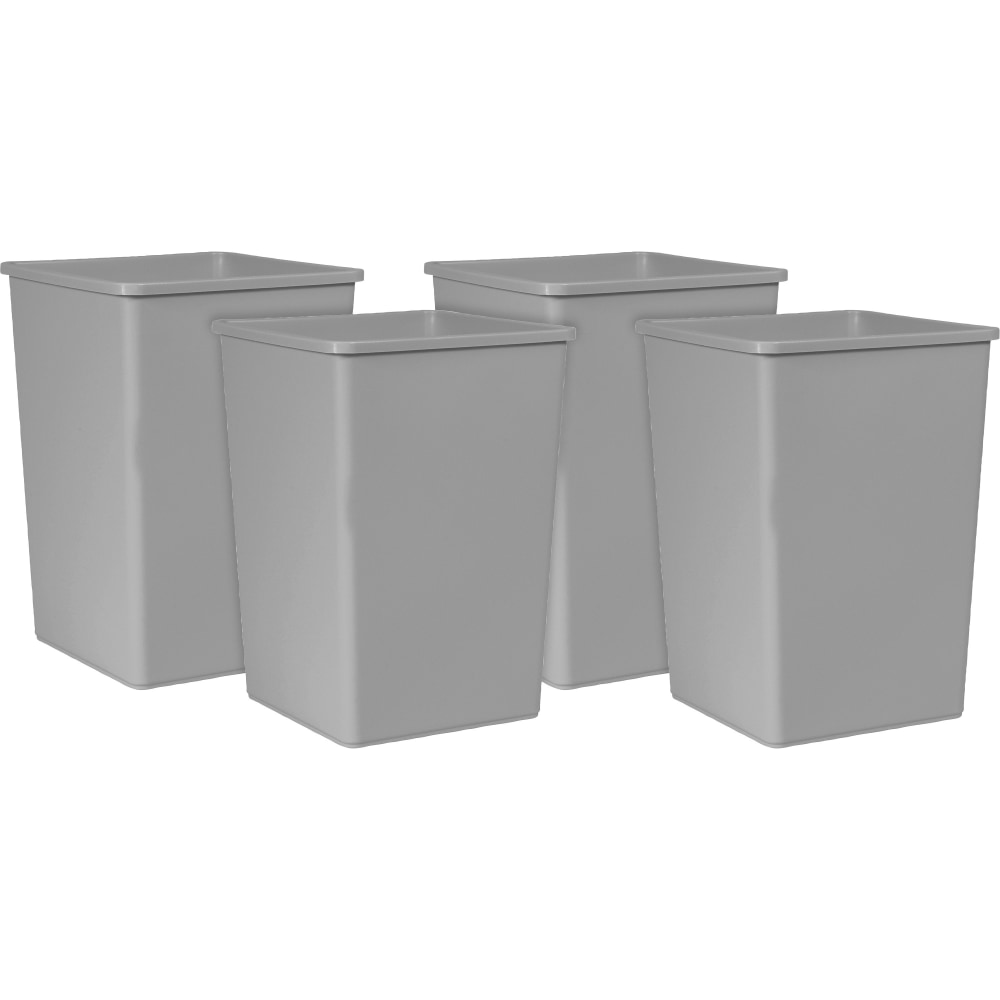 Rubbermaid Commercial Untouchable Rectangular Plastic Trash Container, 35 Gallons, Gray