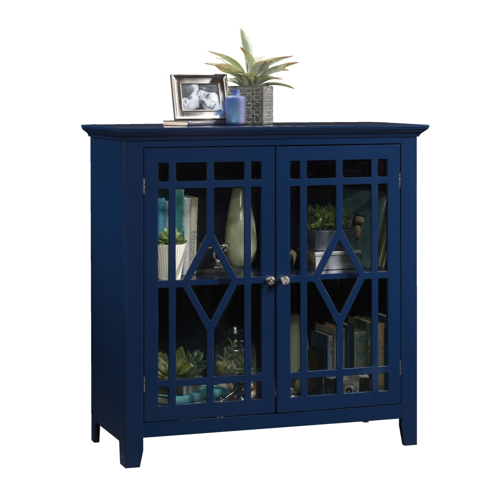 Sauder Shoal Creek Display Cabinet, 2 Shelves, Indigo Blue