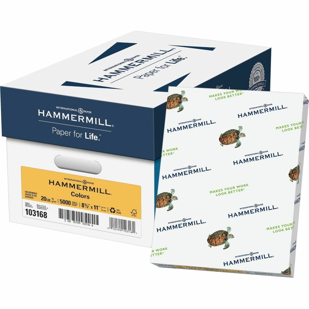 Hammermill Colors Copy Paper, Gold, Letter (8.5in x 11in), 5000 Sheets Per Case, 20 Lb