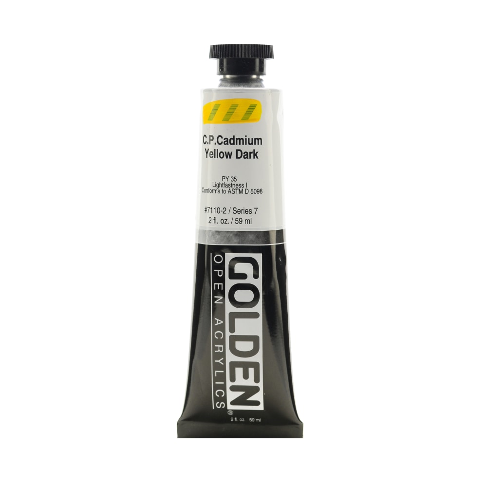 Golden OPEN Acrylic Paint, 2 Oz Tube, Cadmium Yellow Dark (CP)