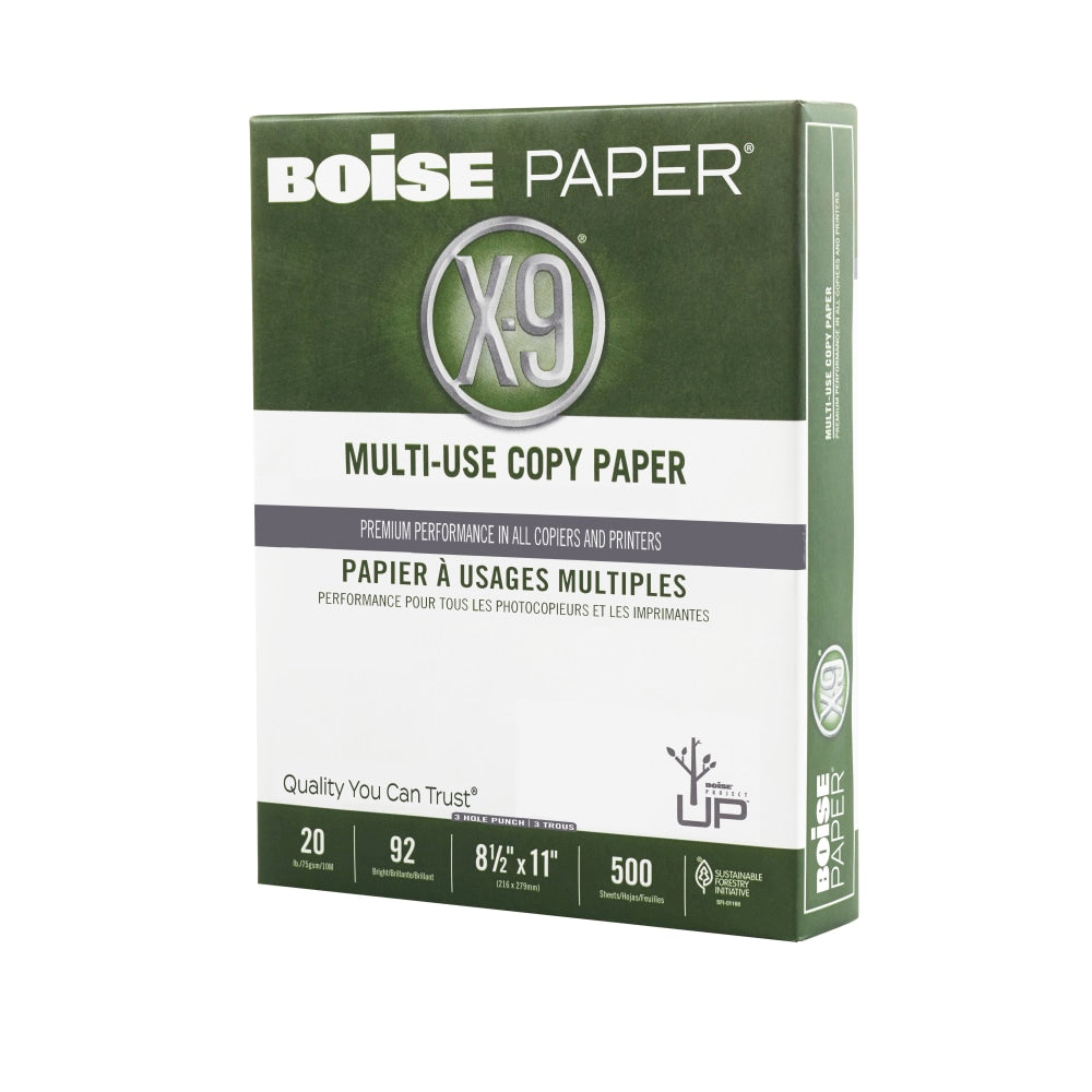 Boise X-9 3-Hole Punched Multi-Use Printer & Copy Paper, White, Letter (8.5in x 11in), 500 Sheets Per Ream, 20 Lb, 92 Brightness