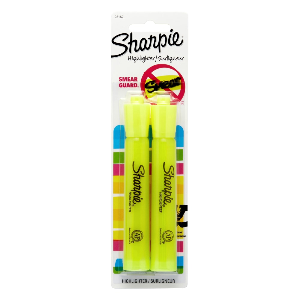 Sharpie Accent Highlighters, Fluorescent Yellow, Pack Of 2