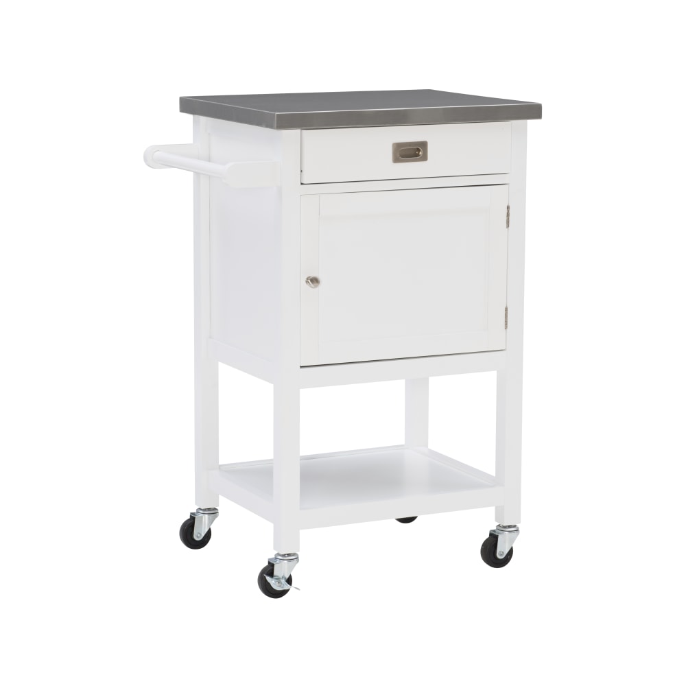 Linon Victoria 36inH Apartment Cart With Stainless-Steel Top, White