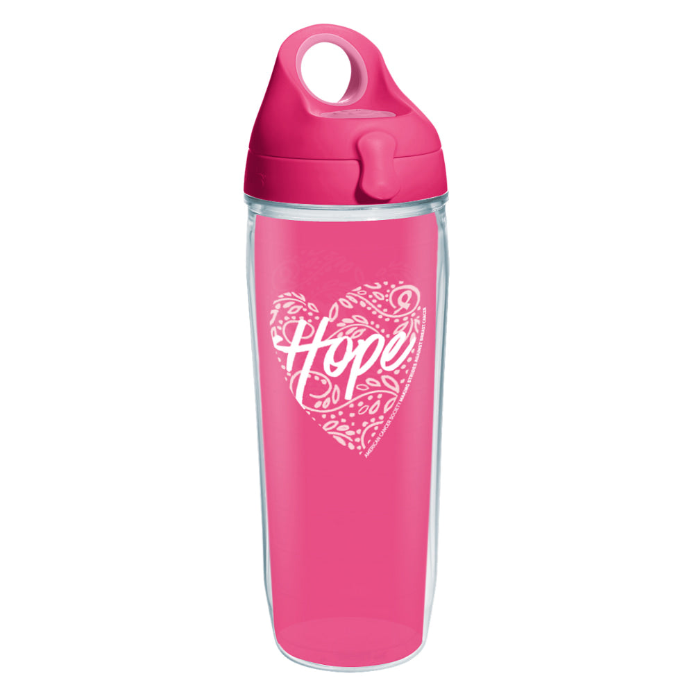 Tervis American Cancer Society Hope Heart Water Bottled With Lid, 24 Oz, Clear