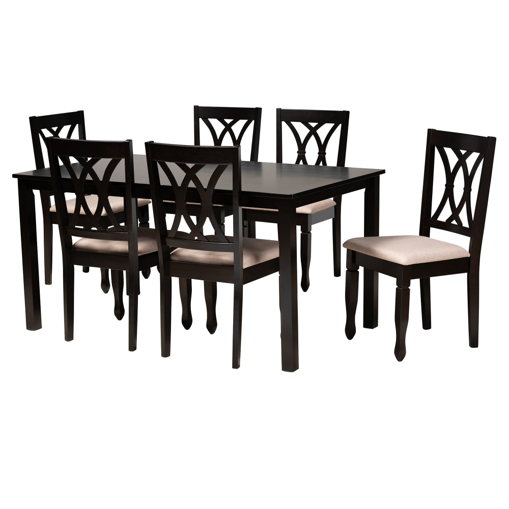 Baxton Studio Reneau Dining Set, 29-3/16inH x 59-1/16inW x 35-7/16inD, Sand Brown/Espresso