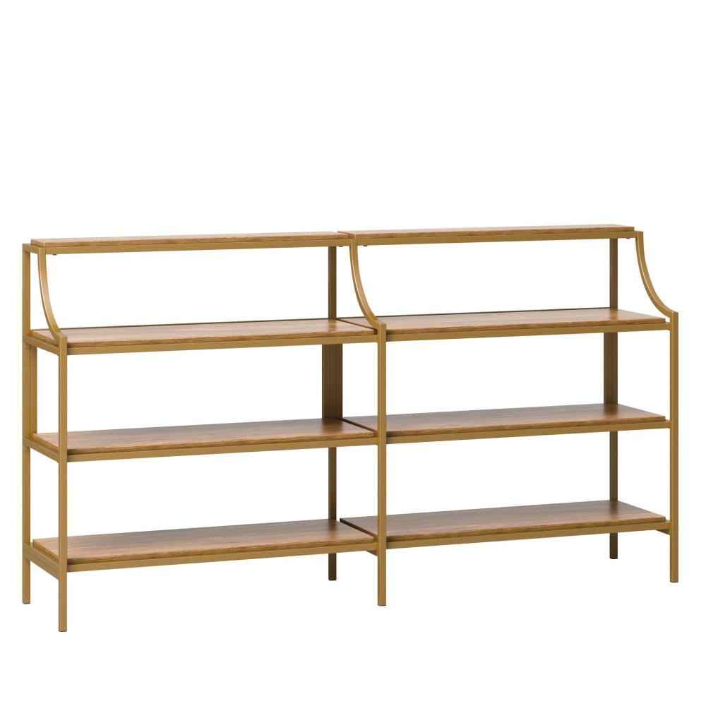 Sauder International Lux Console Table, 32-11/16inH x 59-3/8inW x 13-3/16inD, Satin Gold/Sindoori Mango