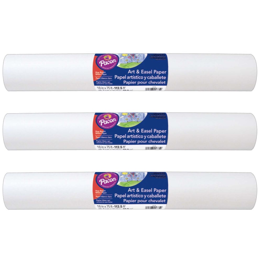 Prang Art & Easel Rolls, 18in x 75ft, White, Pack Of 3 Rolls