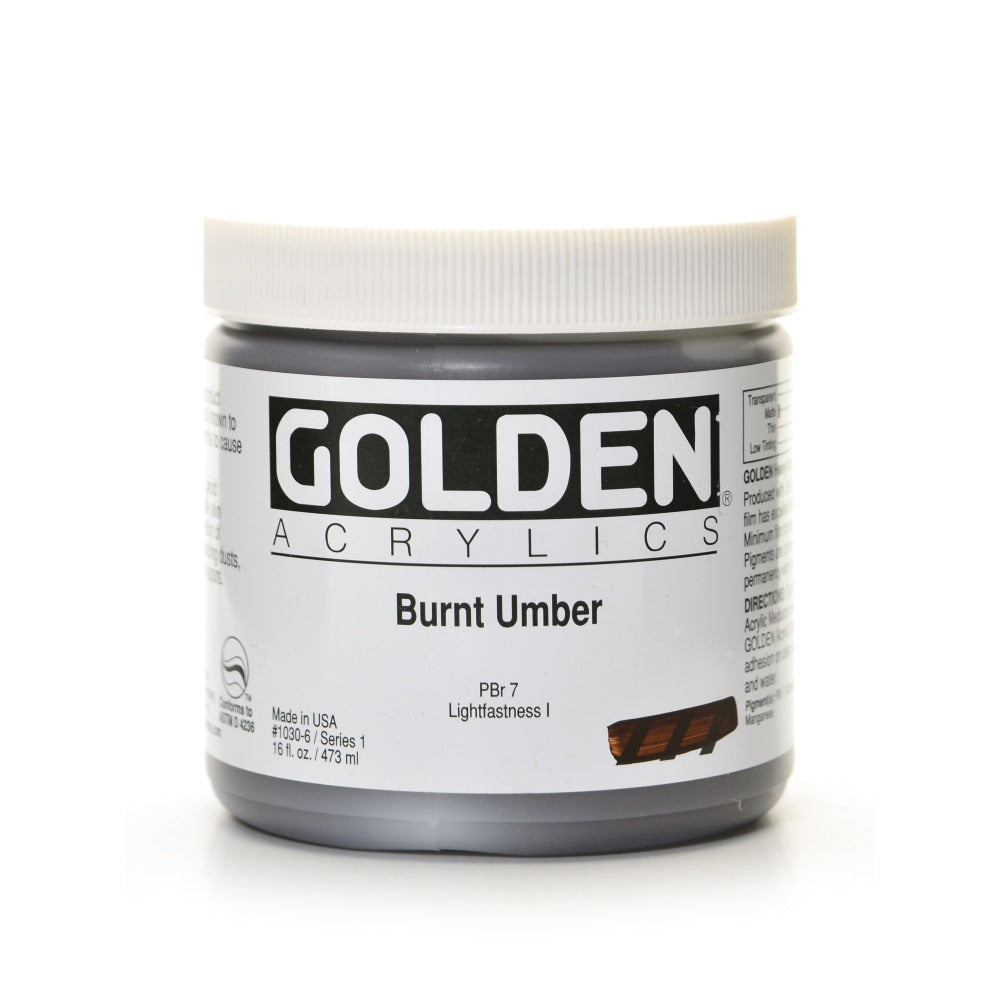 Golden Heavy Body Acrylic Paint, 16 Oz, Burnt Umber