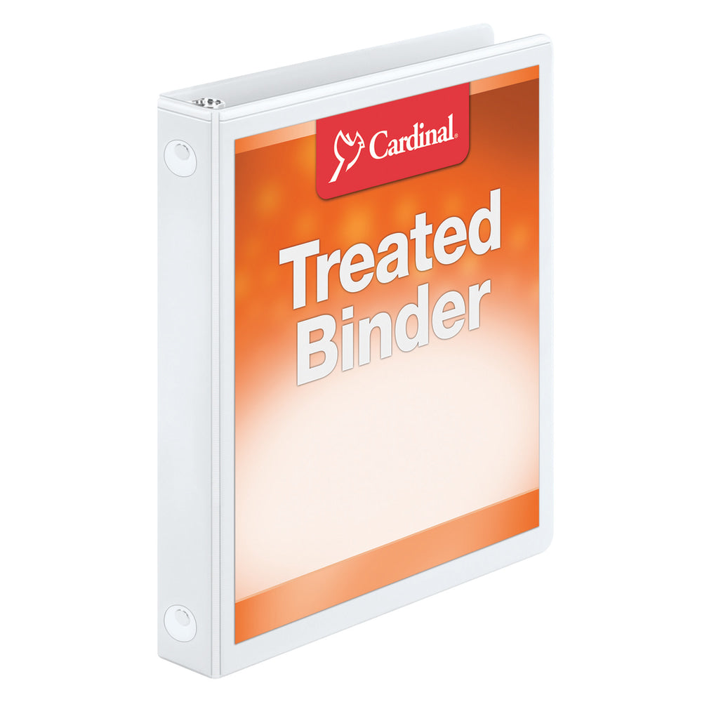 Cardinal Treated ClearVue Locking 3-Ring Binder, 1in Round Rings, 52% Recycled, White