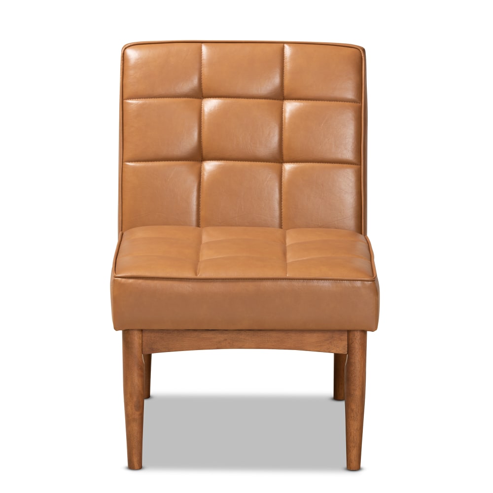 Baxton Studio Sanford Dining Chair, Tan/Walnut Brown