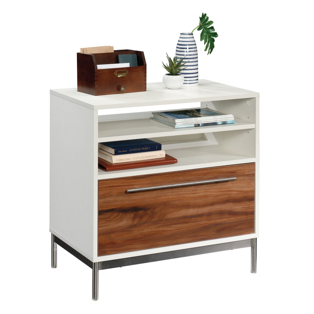 Sauder Vista Key 30inW x 18-1/2inD Lateral 1-Drawer File Cabinet, Pearl Oak/Blaze Acacia