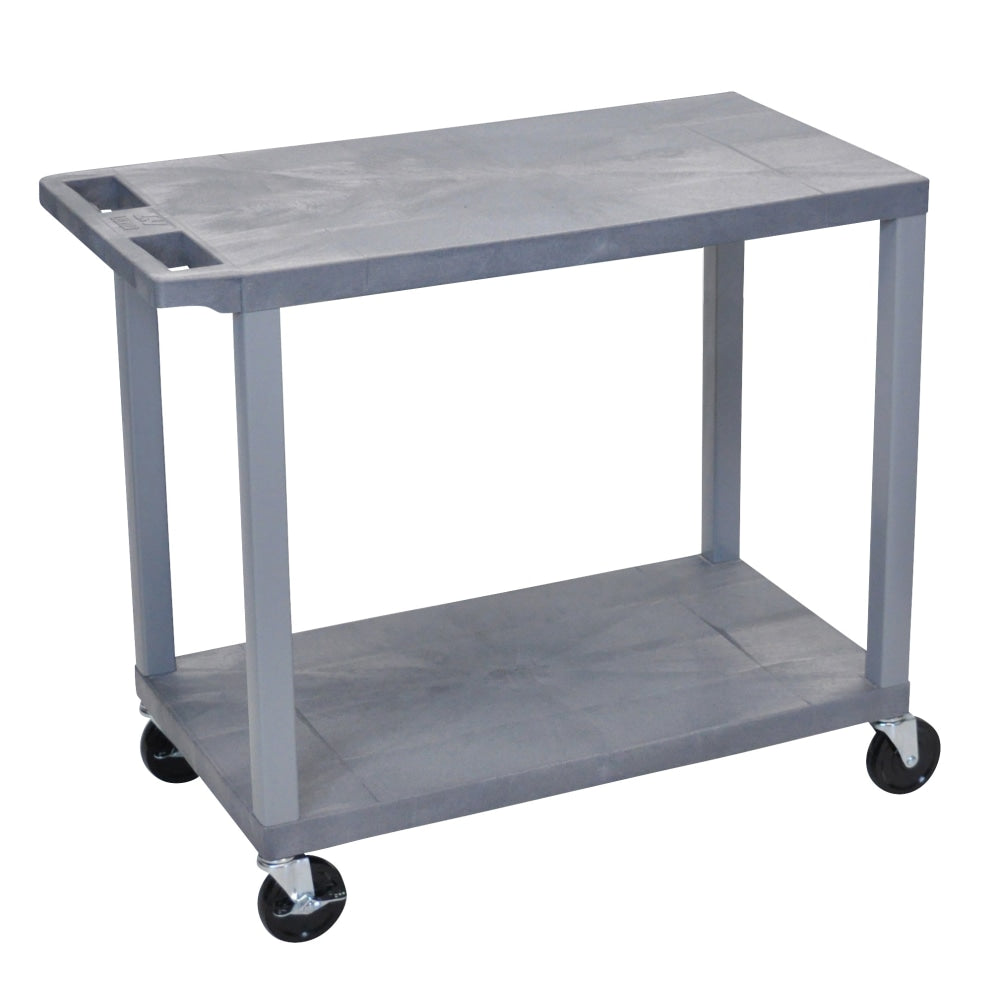 Luxor E-Series Plastic Cart, 2-Shelves, 35 1/4inH x 32inW x 18inD, Gray