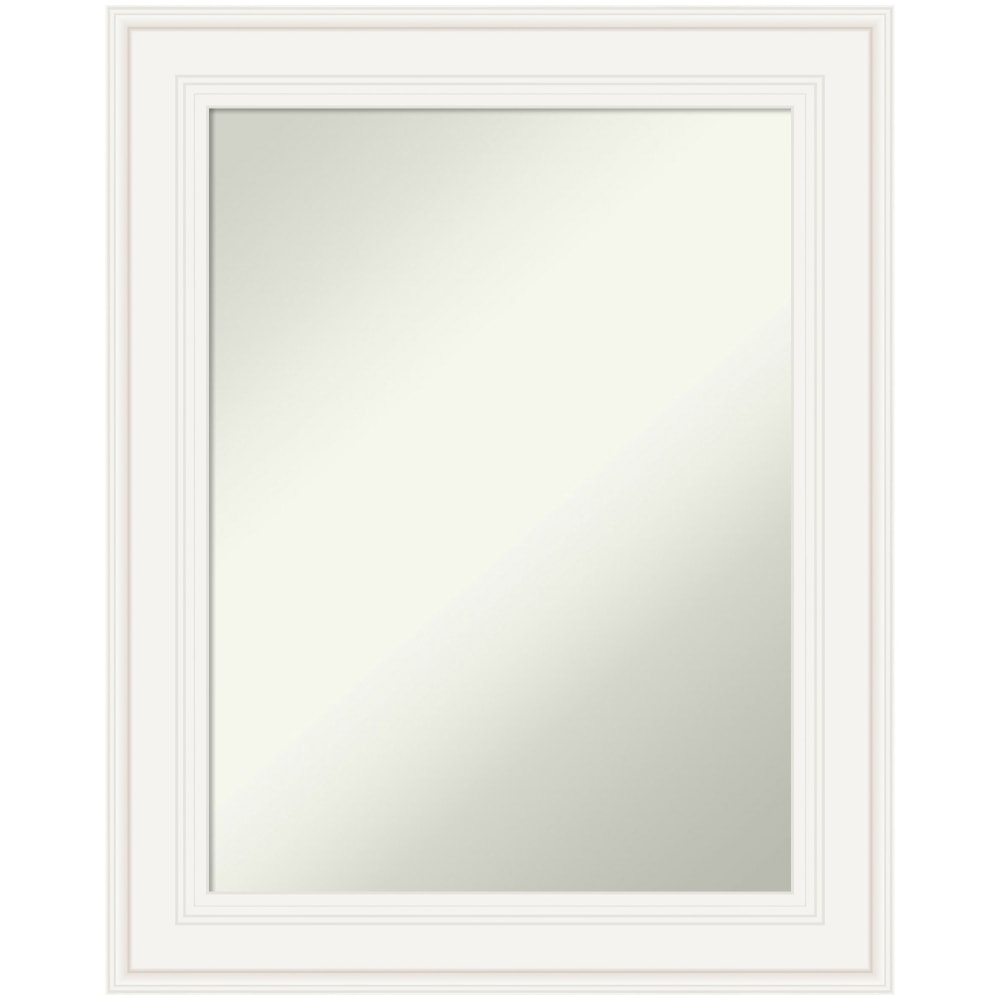 Amanti Art Non-Beveled Rectangle Framed Bathroom Wall Mirror, 29-1/2in x 23-1/2in, Ridge White