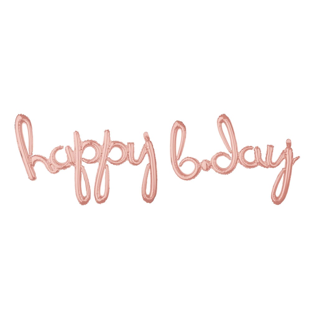 Amscan "Happy B-Day" Cursive Balloon Banner, 76in x 27in, Rose Gold