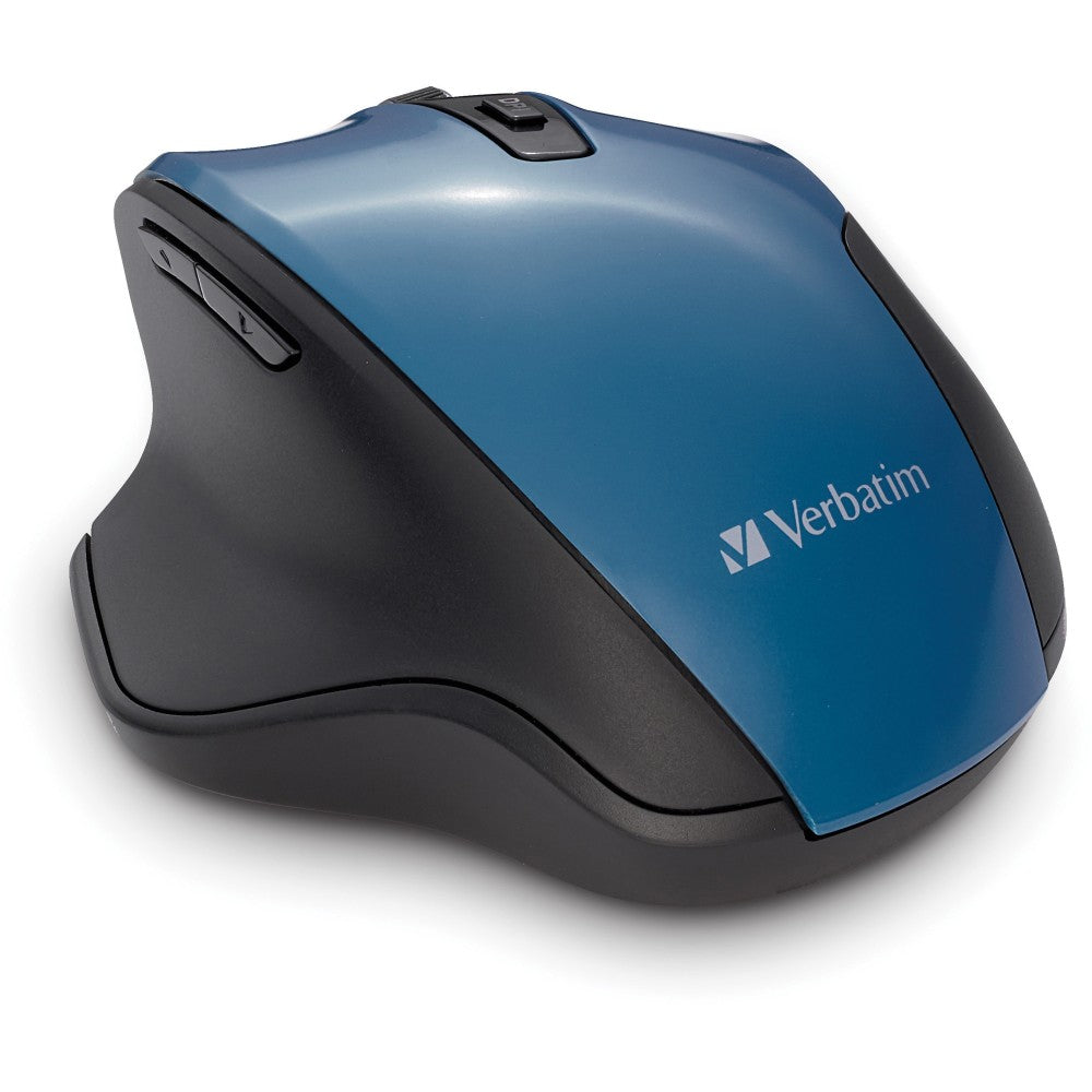 Verbatim Silent Ergonomic Wireless Blue LED Mouse - Dark Teal - Blue LED/Optical - Wireless - Radio Frequency - 2.40 GHz - Dark Teal - 1 Pack - USB - 1600 dpi - 6 Button(s)