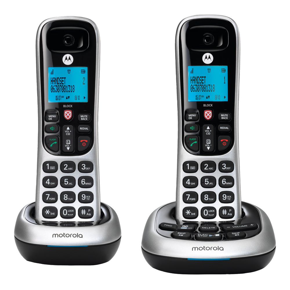 Motorola CD4012 2-Handset Cordless Telephone Set With Digital Answering System, Silver