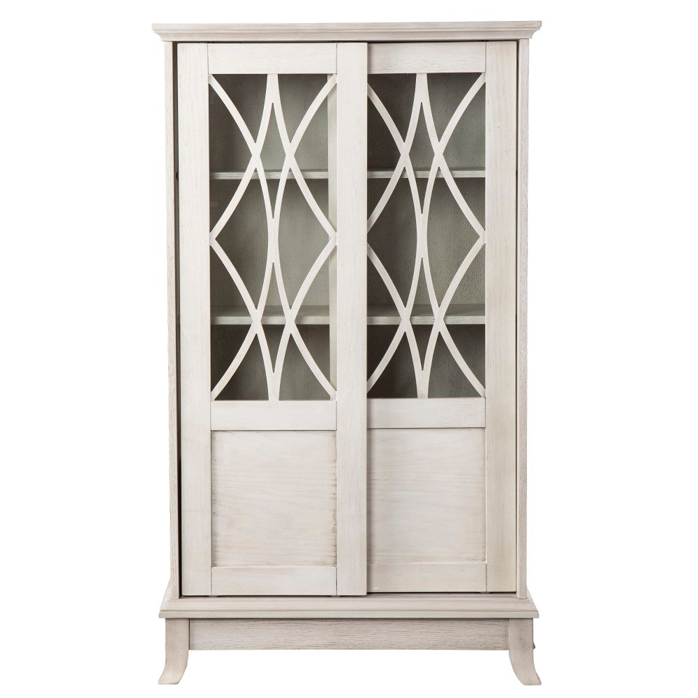 SEI Furniture Brindleford 28inW Sliding-Door Cabinet, Distressed White