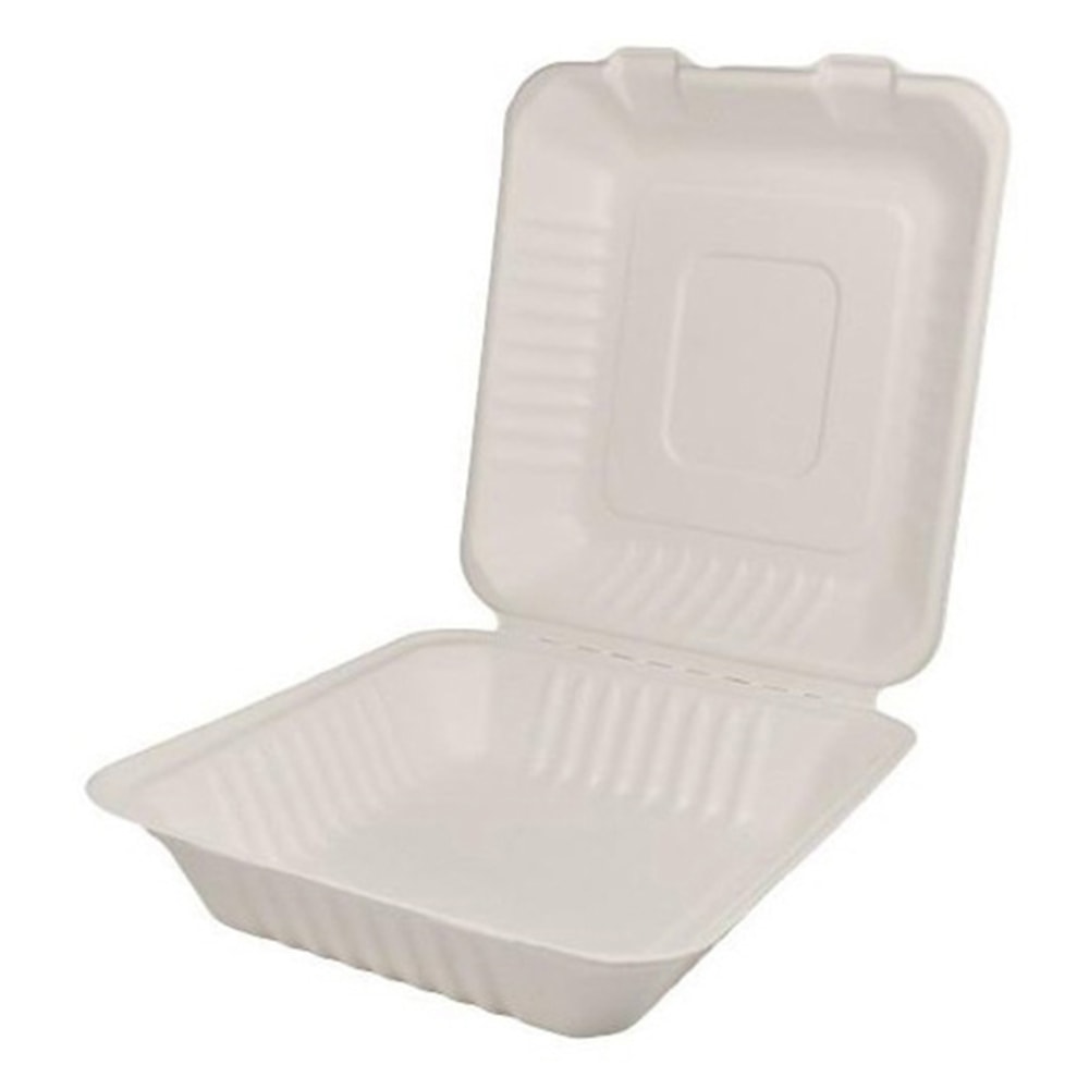 Karat Earth Bagasse Clamshell Food Containers, 8in x 8in, Natural, Case Of 200 Clamshells