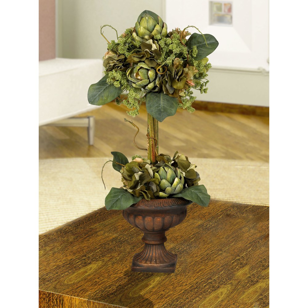 Nearly Natural 24in Silk Artichoke Topiary With Vase