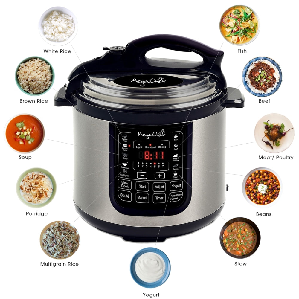 Megachef 8-Quart Digital Pressure Cooker, 15in x 15in