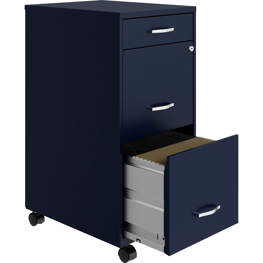 NuSparc 3-Drawer Mobile File Cabinet, Navy, 1 Each