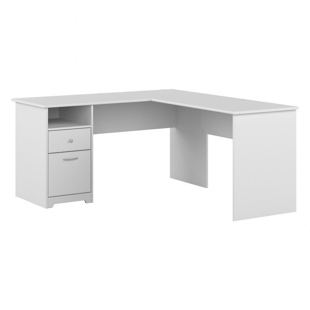 Bush Business Furniture Cabot 60inW L-Shaped Corner Desk With Drawers, White, Standard Delivery