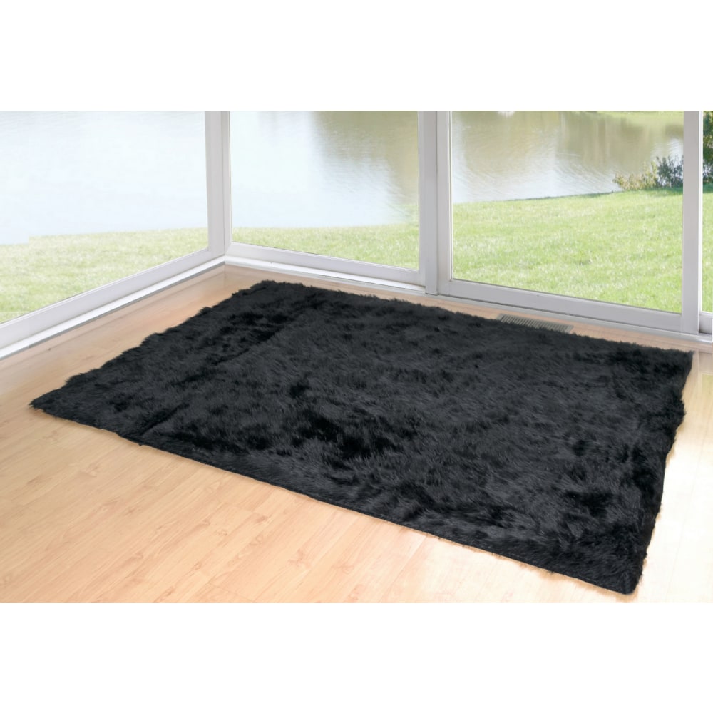 Glamour Home Aileen Faux Fur Rug, 96in, Black