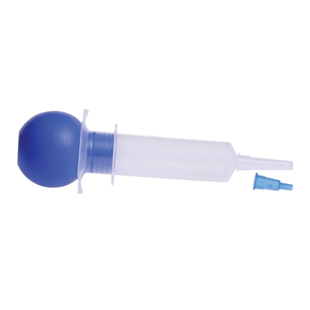 Medline Enteral Feeding And Irrigation Syringes, Bulb, 60 CC, Blue/Clear, Case Of 30