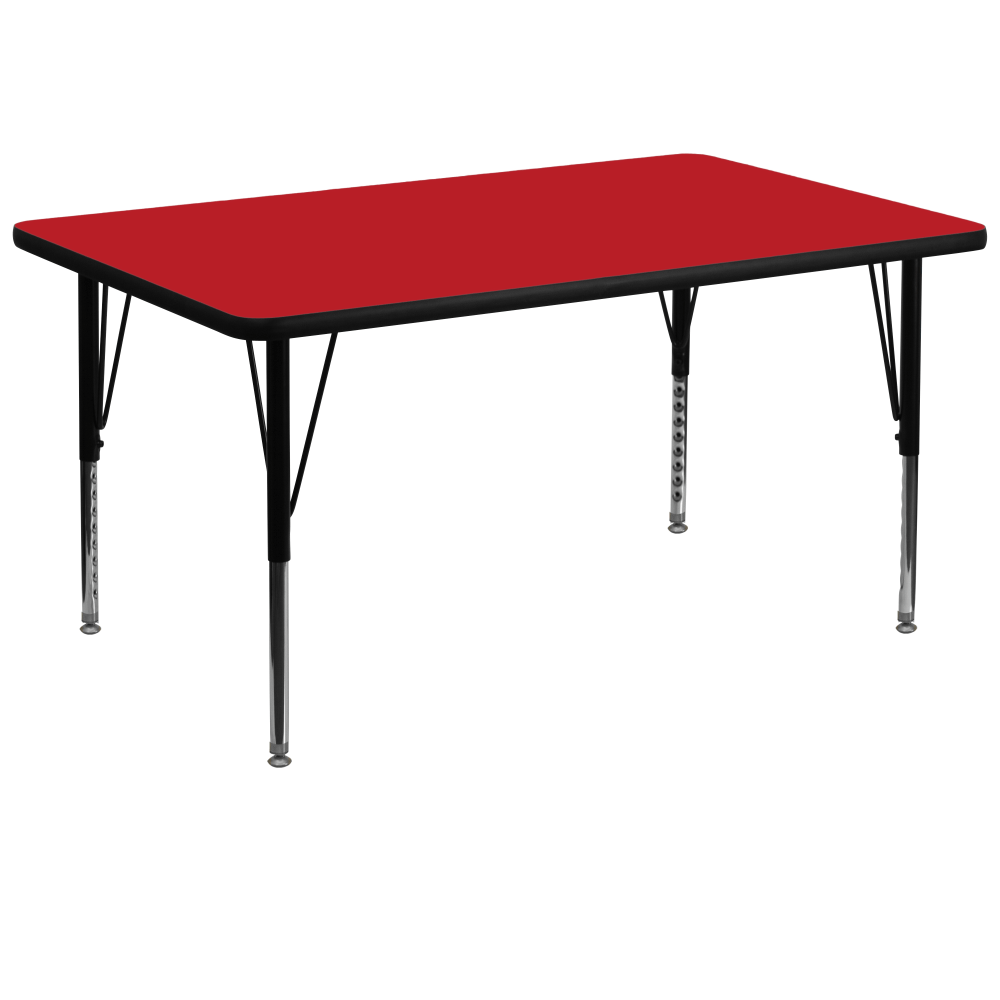 Flash Furniture Rectangular HP Laminate Activity Table With Height-Adjustable Short Legs, 25-1/4inH x 36inW x 72inD, Red