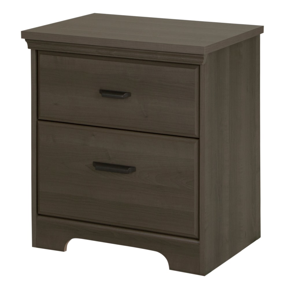 South Shore Versa 2-Drawer Nightstand, 22-1/4inH x 23inW x 17-3/4inD, Gray Maple