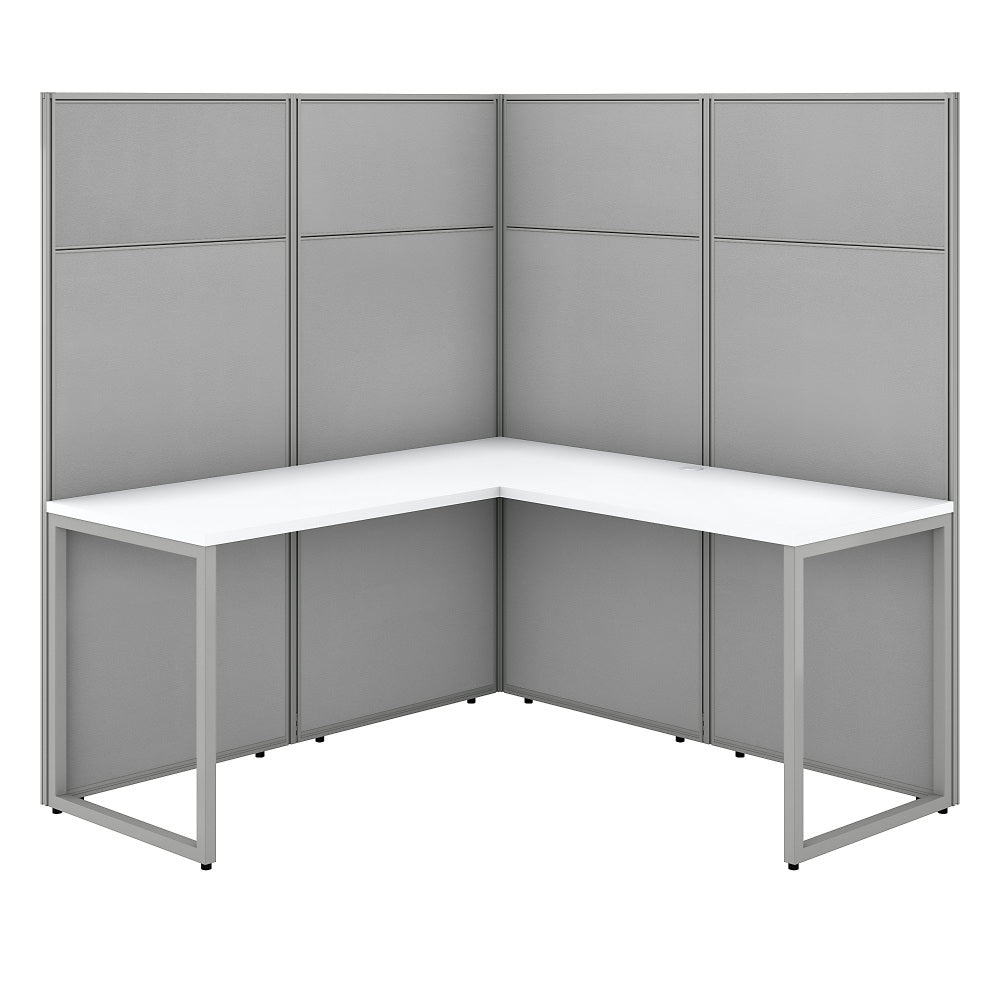 Bush Business Furniture Easy Office 60inW L-Shaped Cubicle Desk Workstation With 66inH Panels, Pure White/Silver Gray, Standard Delivery