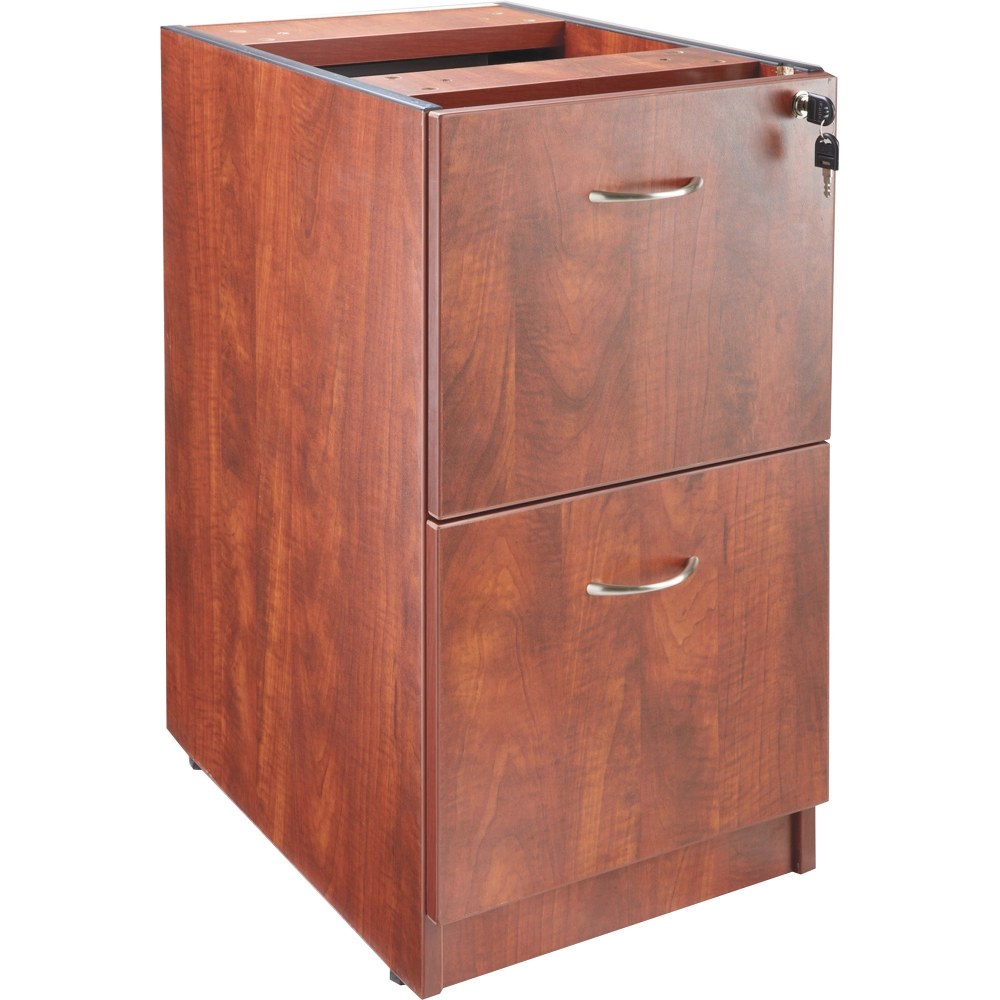 Lorell Essentials 16inW Vertical 2-Drawer Fixed Pedestal File Cabinet For Computer Desk, Cherry