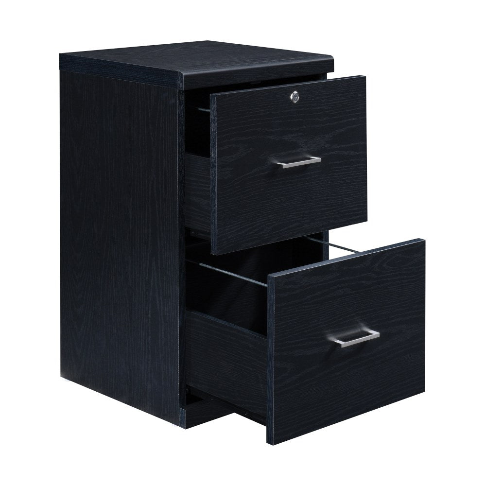 Office Star Alpine 17inD Vertical 2-Drawer File Cabinet With Lockdowel Fastening System, Black