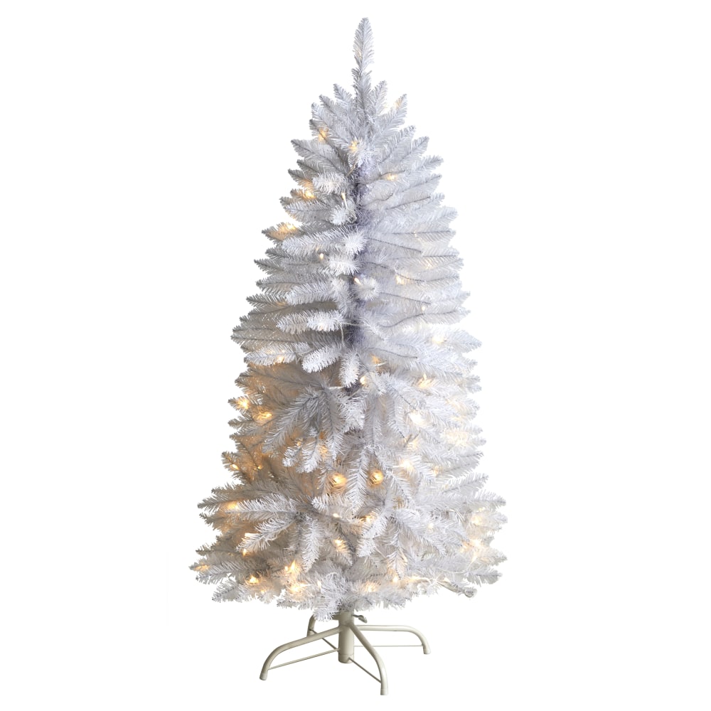 Nearly Natural Slim Artificial Christmas Tree, 4'H, White