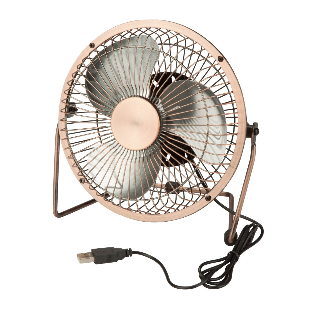 Honey-Can-Do USB-Powered Desk Fan, 6inH x 4 1/2inW x 6inD, Bronze