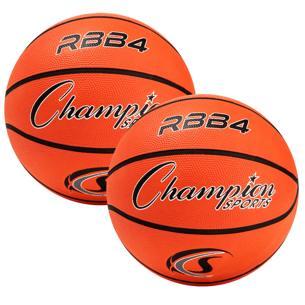 Champion Sports Rubber Basketballs, Size 6, Coral Orange/Orange, Pack Of 2 Balls