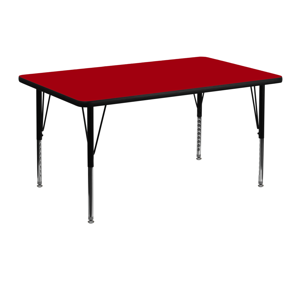 Flash Furniture 48inW Rectangular Thermal Laminate Activity Table With Short Height-Adjustable Legs, Red