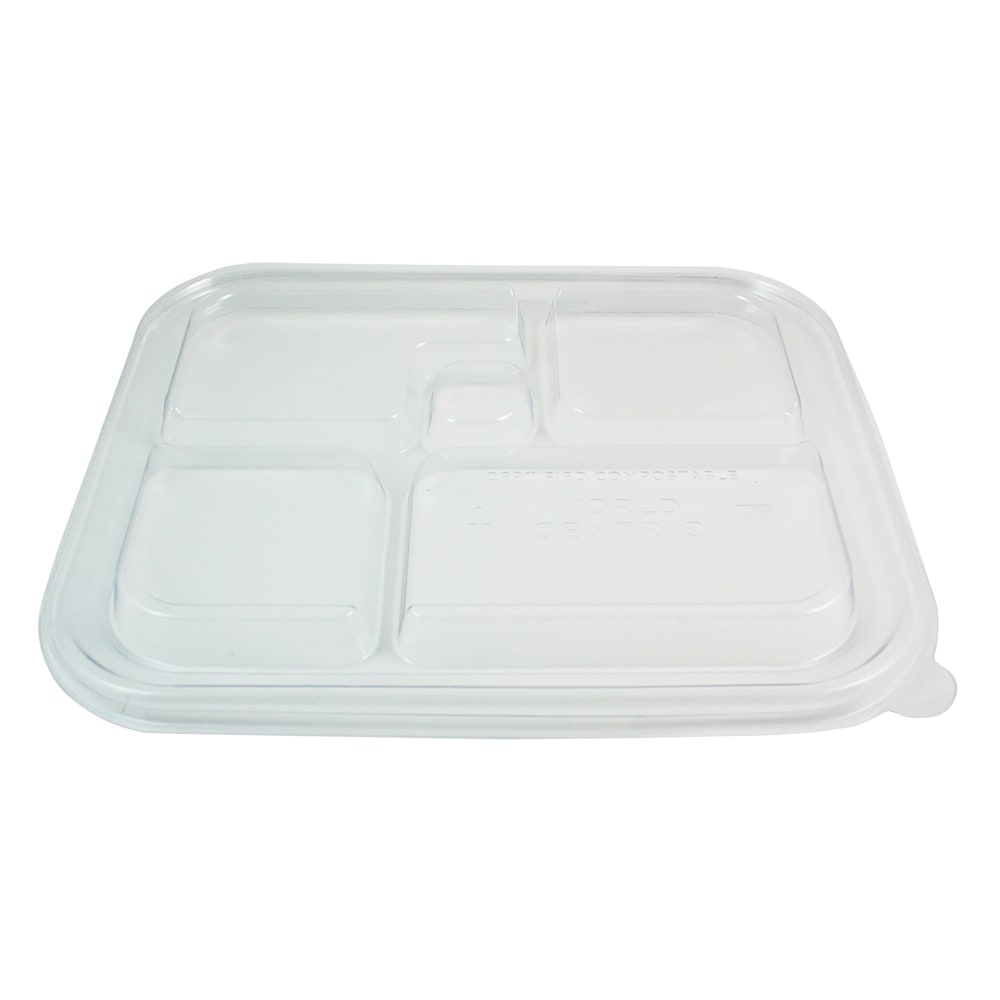 World Centric Fiber Bento Box Container Lids, 12-1/8inH x 9-13/16inW x 13/16inD, Clear, Carton Of 300 Lids