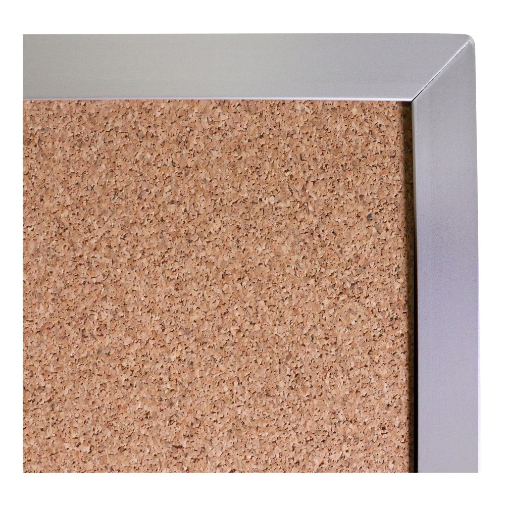 Ghent Reversible Natural Cork Bulletin Board, 78 1/4in x 77in , Aluminum Frame With Silver Finish