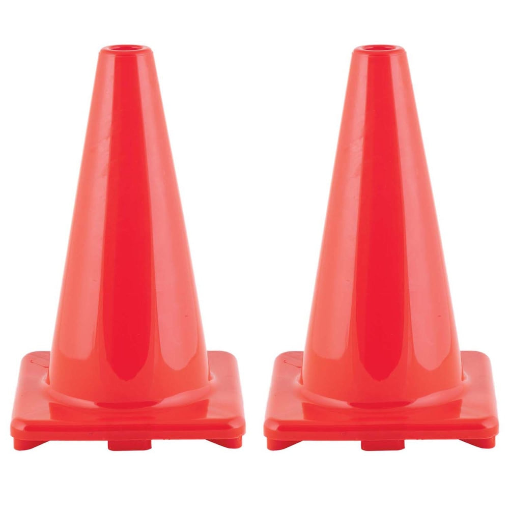 Champion Sports Hi-Visibility Flexible Vinyl Cones, 18in, Orange, Pack Of 2 Cones