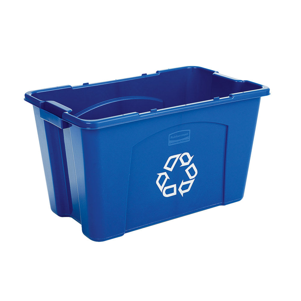 Rubbermaid Commercial Rectangular Polyethylene Stacking Recycle Bin, 18 Gallons, Blue